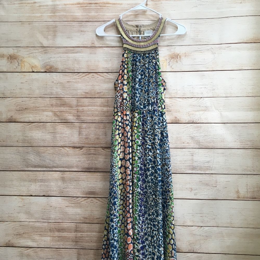 ‎ANTHROPOLOGIE HD IN PARIS MAYACAMAS BEADED MAXI DRESS